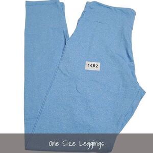 LuLaRoe OS Solid Leggings Heathered Blue NEW